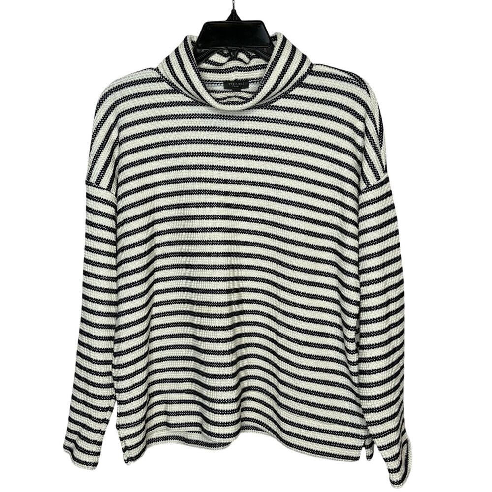 Talbots Nautical Striped Turtleneck Pullover Nautical Sweater Size Large Petite